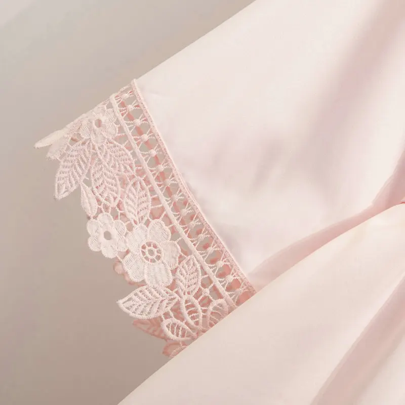 Owiter Women Lace Robe Matt Satin Bride Robe Bridesmaid Robes Bridal Robe Wedding Party Robes Dressing Sleepwear Bathrobe