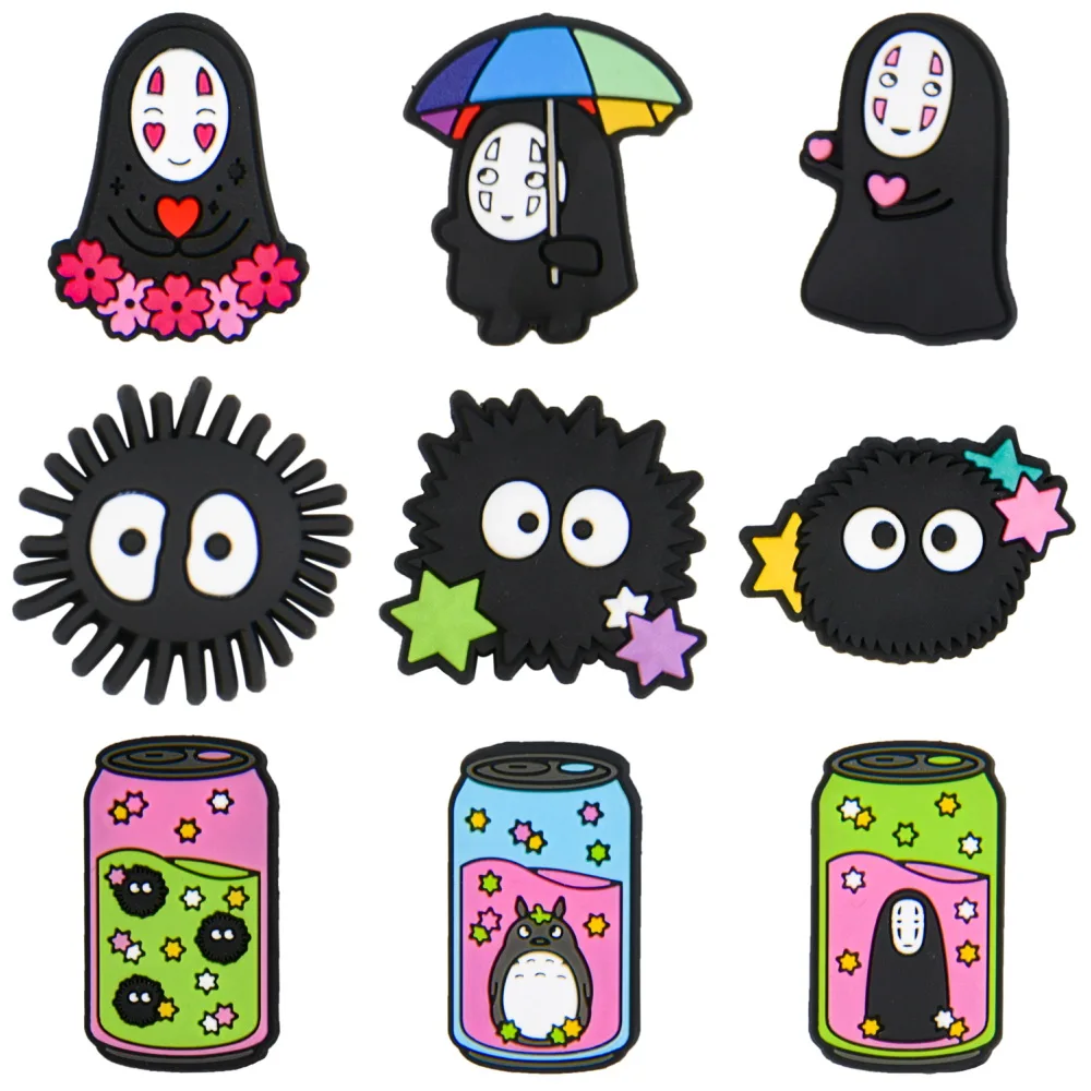 

1PCS Spirited&Away Anime Croc Charms Cute No Face Man Shoe Decorations Clogs Sandals Wristband Accessories Kids Party Gifts