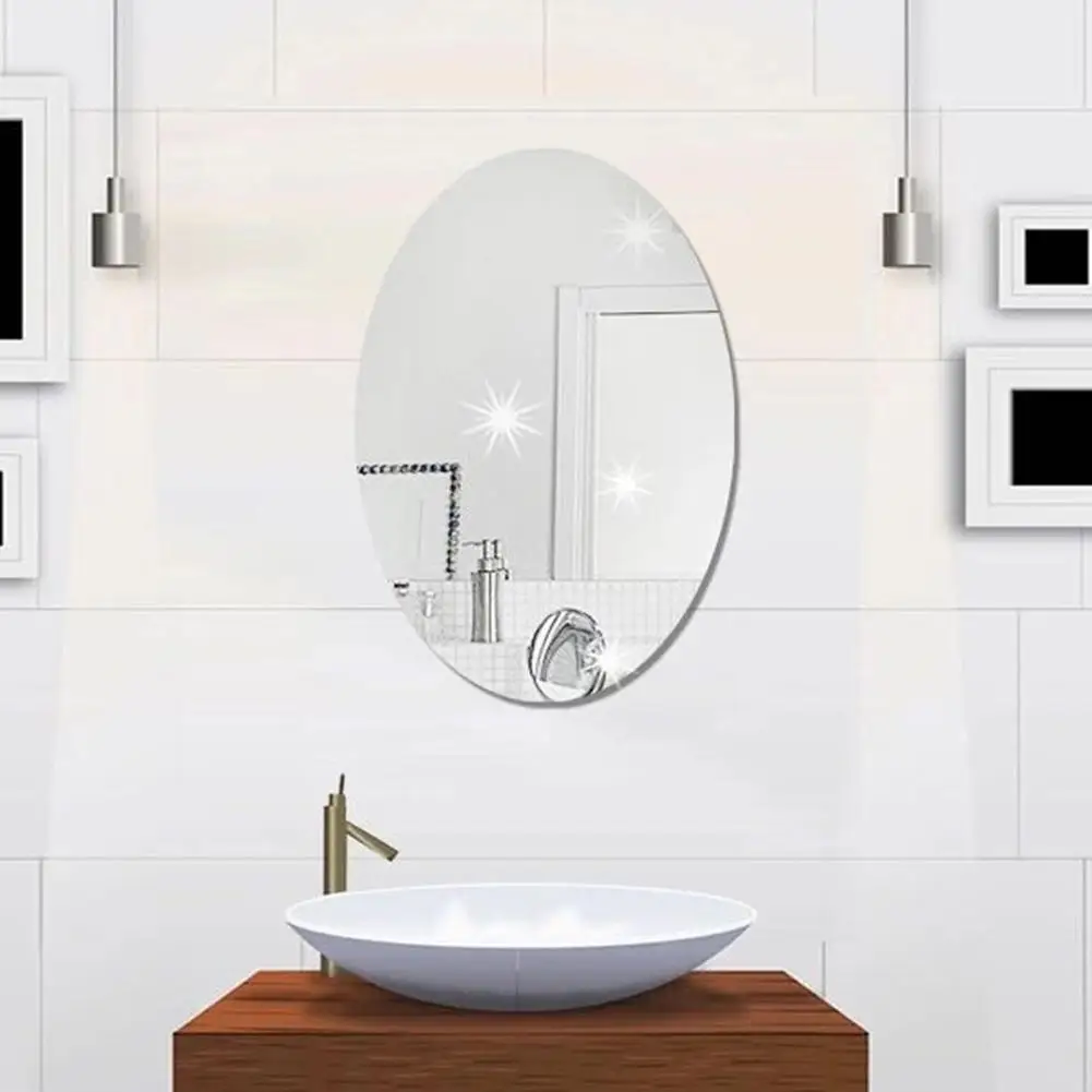 

Removable Acrylic Oval Mirror Wall Sticker Oval Reflective Surface Mirror Waterproof Self-adhesive Wallpaper Home Bathroom Decor