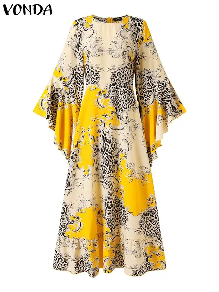 Flared Sleeve Pleated Maxi Dress 4