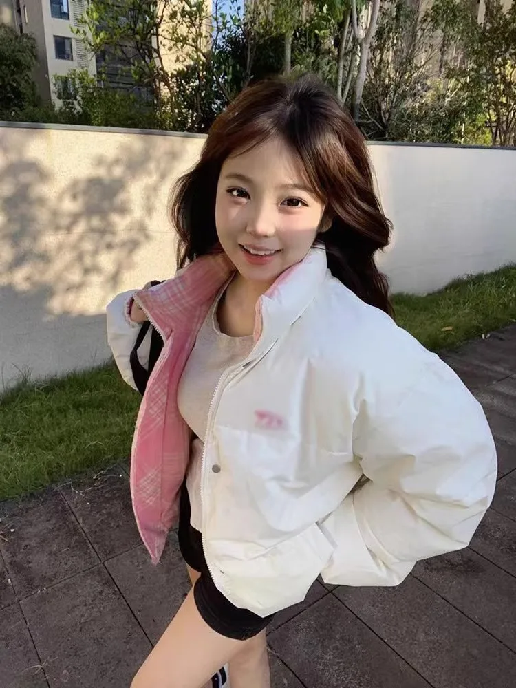 Студенческая милая двусторонняя одежда в стиле пэчворк клетчатая куртка на