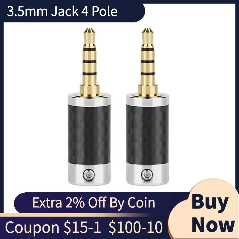 

Plug 3.5 Jack 4 Polos 3.5mm Male Connector Carbon Fiber Shell Gold Plated Earphone Accessories For Soldering Audio Cable