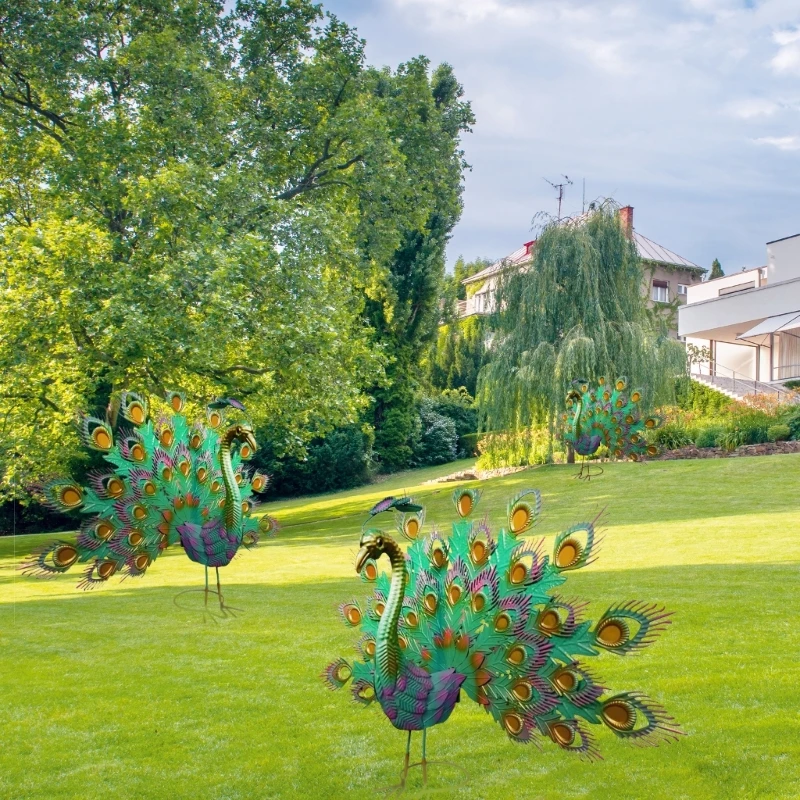 Статуя павлинов садовые декоры металлические павлины украшения для газона