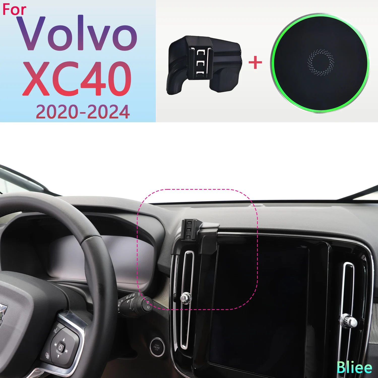 Для Volvo XC40 2020 2021 2022 2023 2024 Магнитный автомобильный держатель для телефона 15 Вт