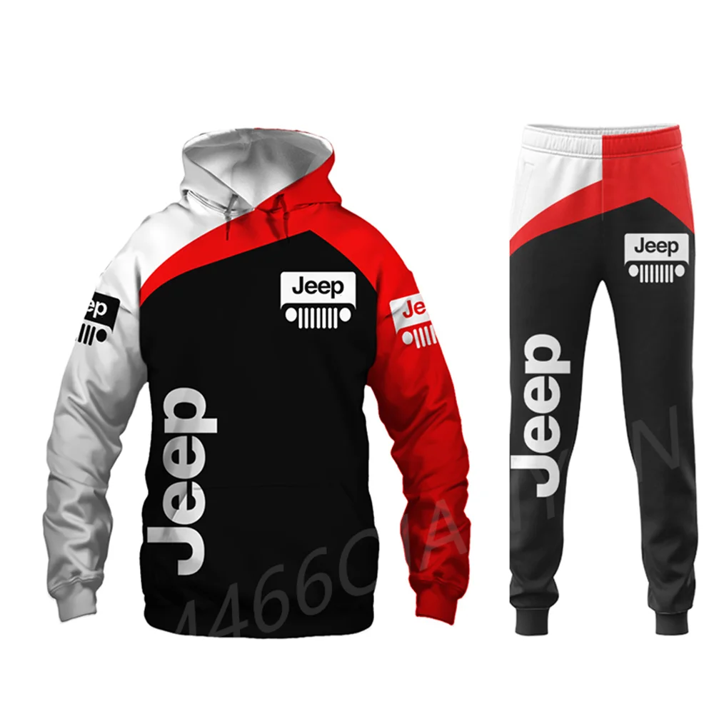 

Men's Sweater Set Oversized JeepS Hoodie Trousers Summer New Sports Fashion Harajuku Letter Print Jacket Men Camiseta Muje 003