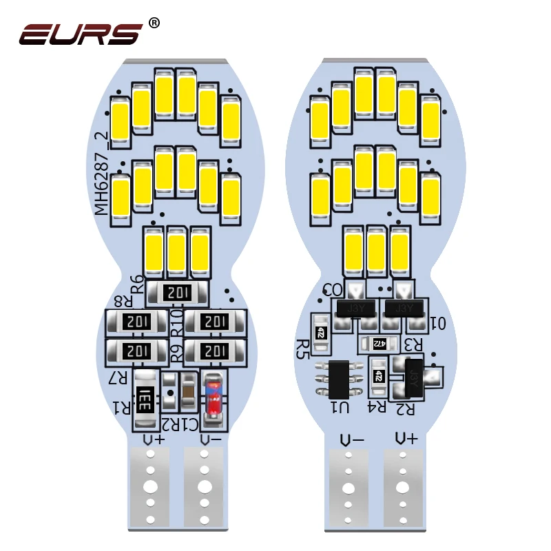 

Светодиодная лампа EURS T10 W5W 4014 30SMD для номерного знака, 6 цветов