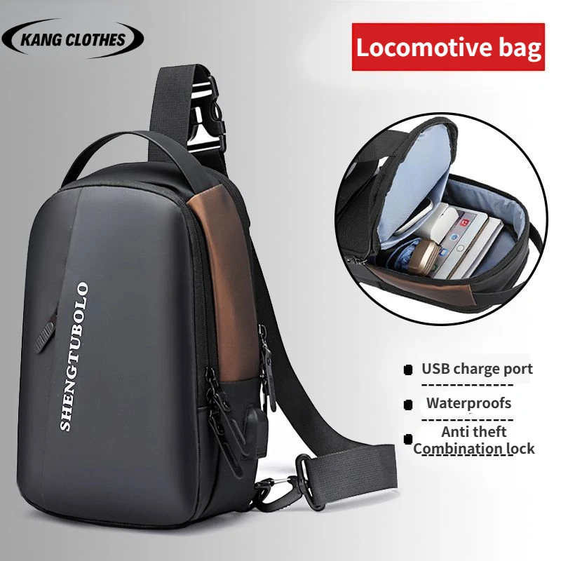 2023New men's chest bag travel shoulder bag waterproof anti-theft men's USB charging high-capacity crossbody bag messenger bag