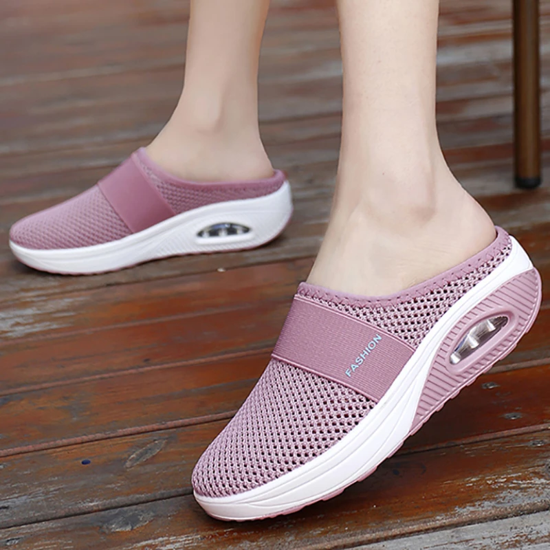 

Fashion Summer Women Sandal Mesh Toe Slippers Air Cushioned Outdoor Slides Lady Breathable Mesh Beach Shoes Wedge Casual Shoes