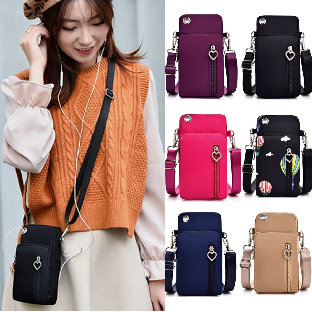 

New Mobile Phone Bag Headphone Hole Ladies Crossbody Messenger Bags Outdoor Sports Wallet Men Shoulder Bags Handbags Phone Pouch