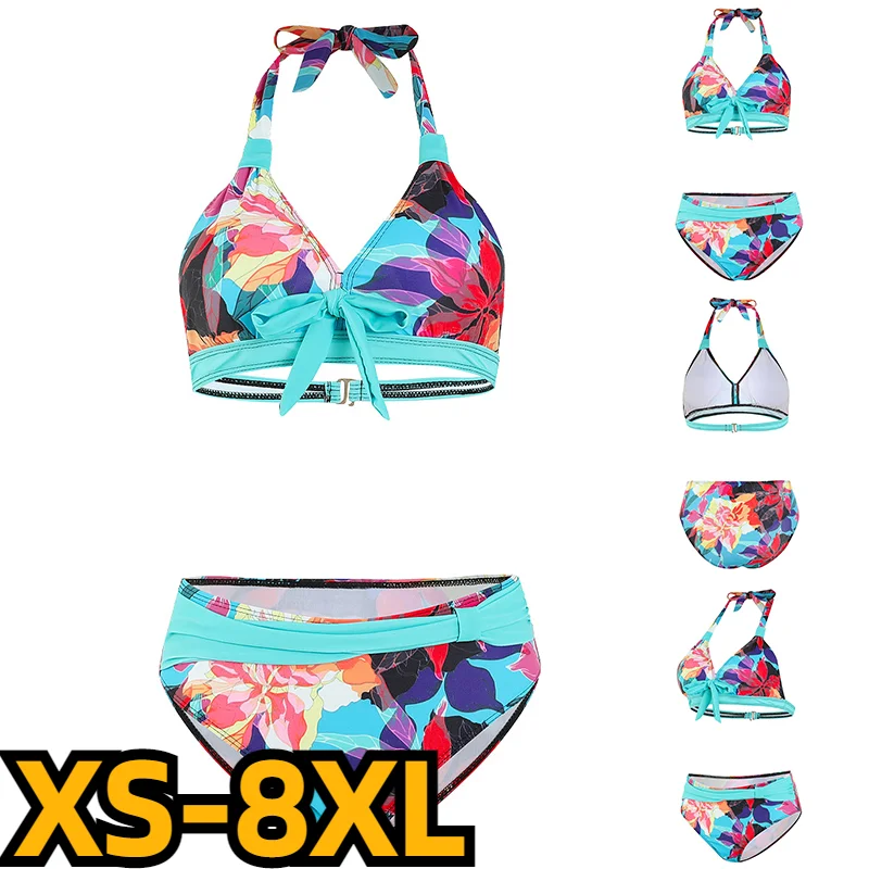 

2023 New Women Retro Bathing Suit Swimsuit Female New Design Printing Bikini Swimwear Summer High Waist Two Piece Set Bath Suit