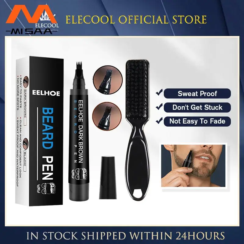 

Beard Filling Pen Kit Four Prong Beard Filler Pencil With Beard Brush Waterproof Male Moustache Repair Shaping Coloring Pen