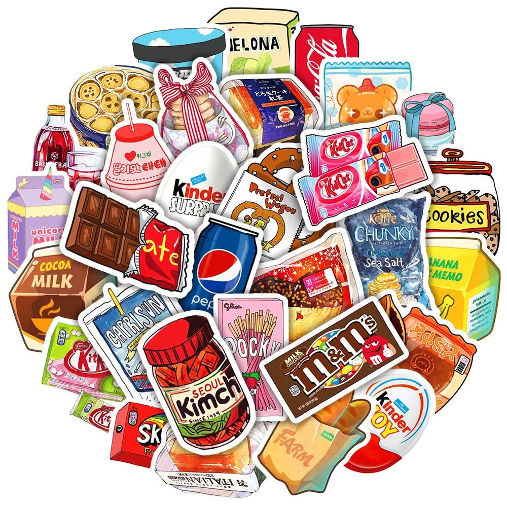 

10/50 Pcs Ins Style Snacks Graffiti Stickers Laptop Scrapbooking Stationery Pencil Case Decoration DIY Waterproof Decals