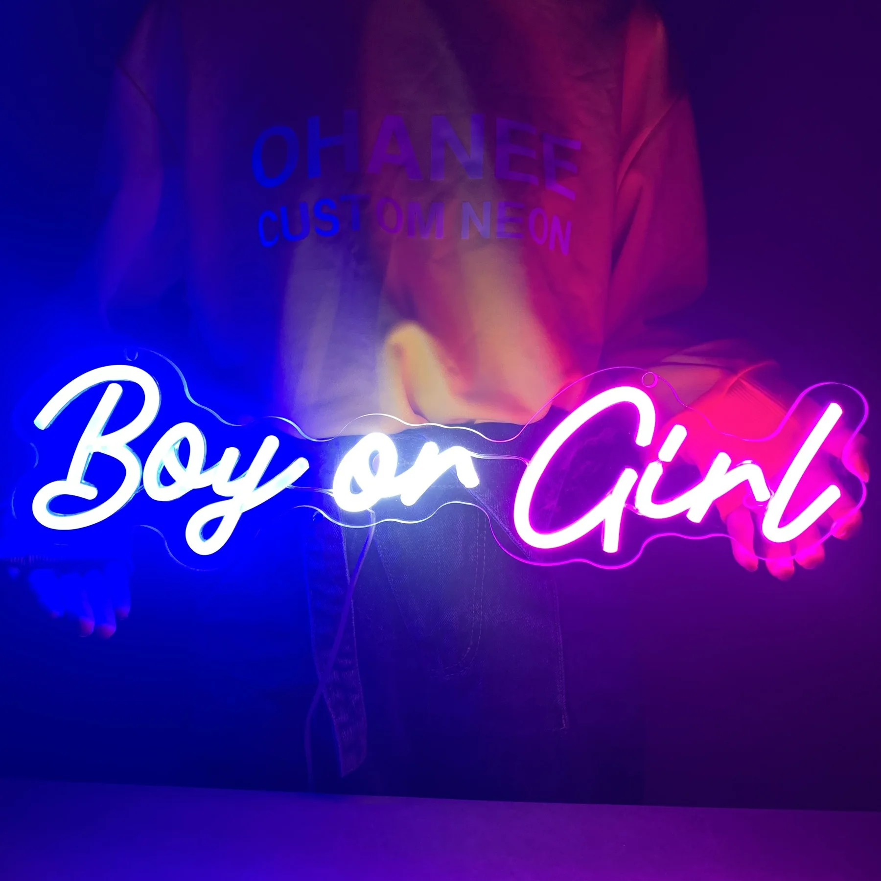 Custom  Boy Or Girl Led Neon Sign Light Flex Transparent Acrylic Neon Light Sign Gender Reveal PartyParty Decoration