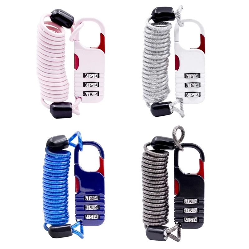 

Retractable Steel Cable Steel Wire Luggage Lock 3 Digit Code Combination Padlock Dropship