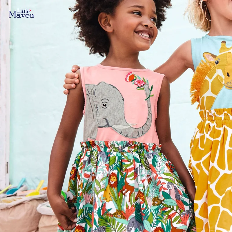 

European and American Children's Summer New Style Children's Skirt Knitted Print Sleeveless Children's Skirt Summer Dress