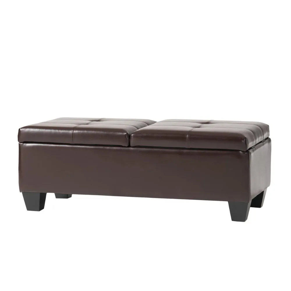 

Noble House Logan Chocolate Brown Bonded Leather Storage Ottoman