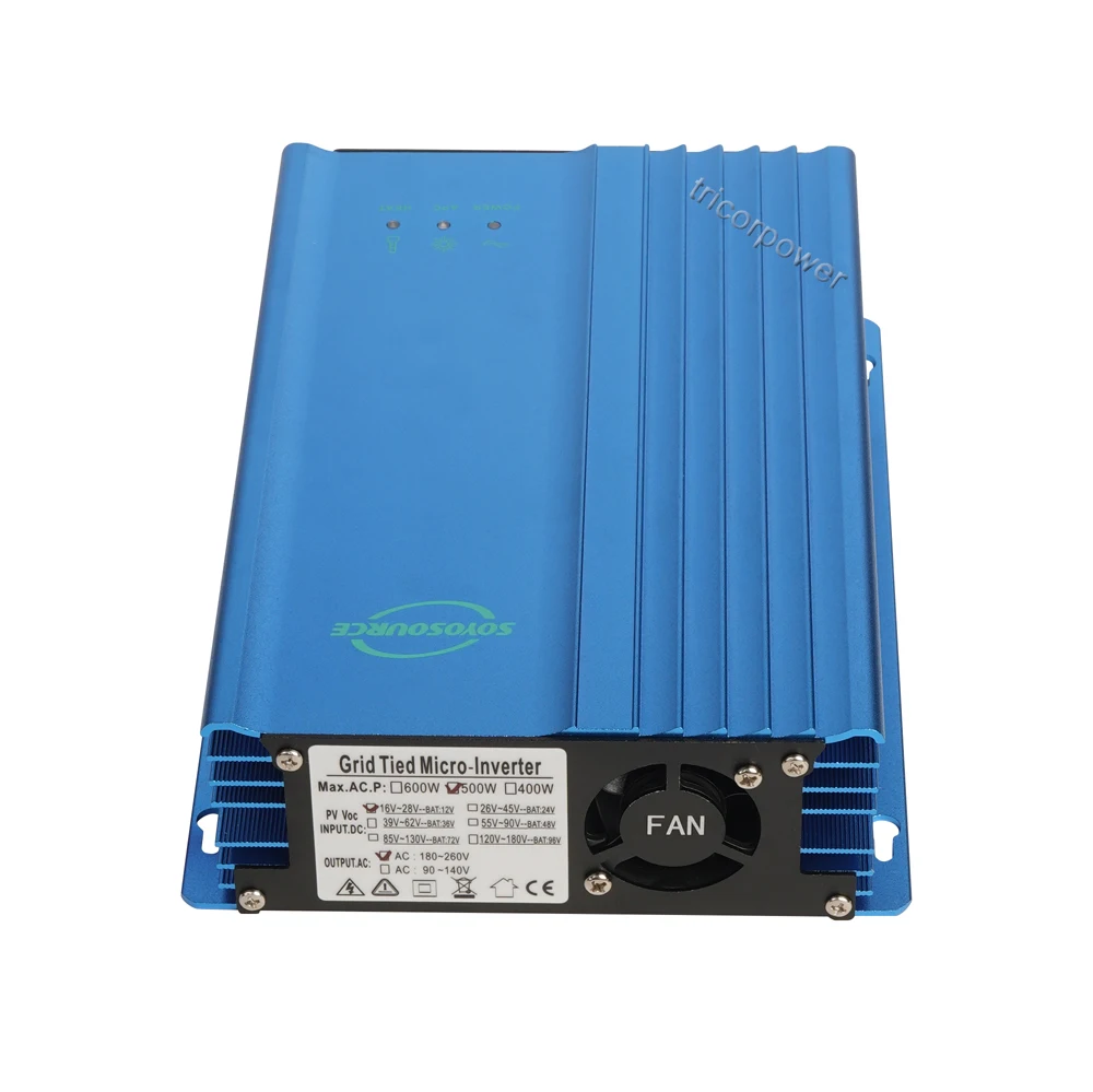 Солнечный Grid-Tie Инвертор 500W 600W MPPT PV DC/AC Регулируемый разряд батареи 12V 24V 36V 48V