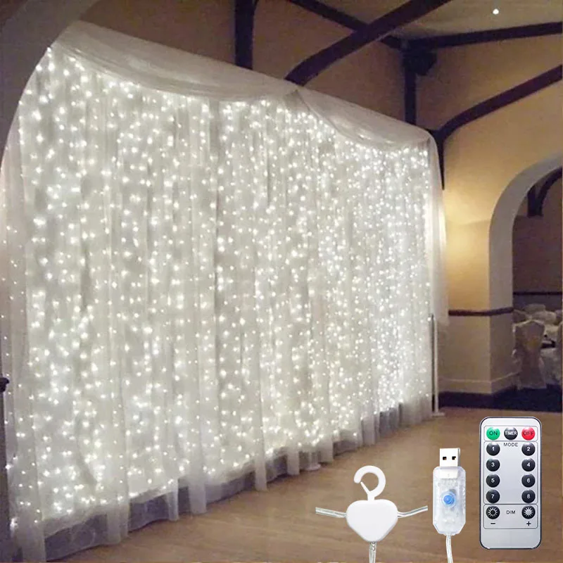 3M USB LED Fairy String Curtain Lights Garland Holiday Party Decorations Wedding Birthday Bedroom Ramadan Easter Home Festoon