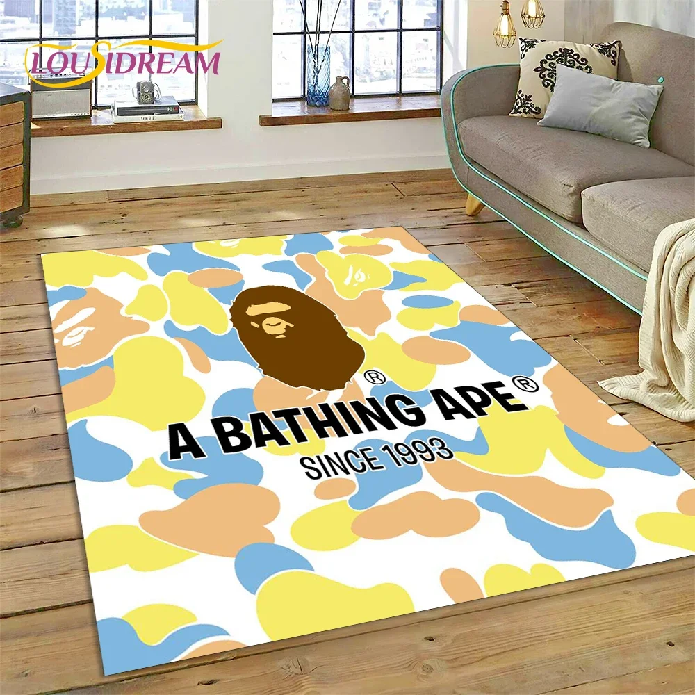 Фото Ковер с 3D-печатью B-BAPE для спальни, гостиной, декора дома, украшения дивана, большой игровой коврик для детей, подарок №3