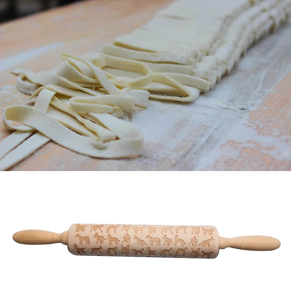 

Wooden Rolling Pin Beautiful Printing Rolling Pin for Home Store (Dog Pattern)