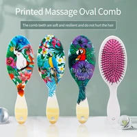 4 patterns massage combs for curly hair women scalp massage comb hair brush tropical jungle woodpecker hair brush for women