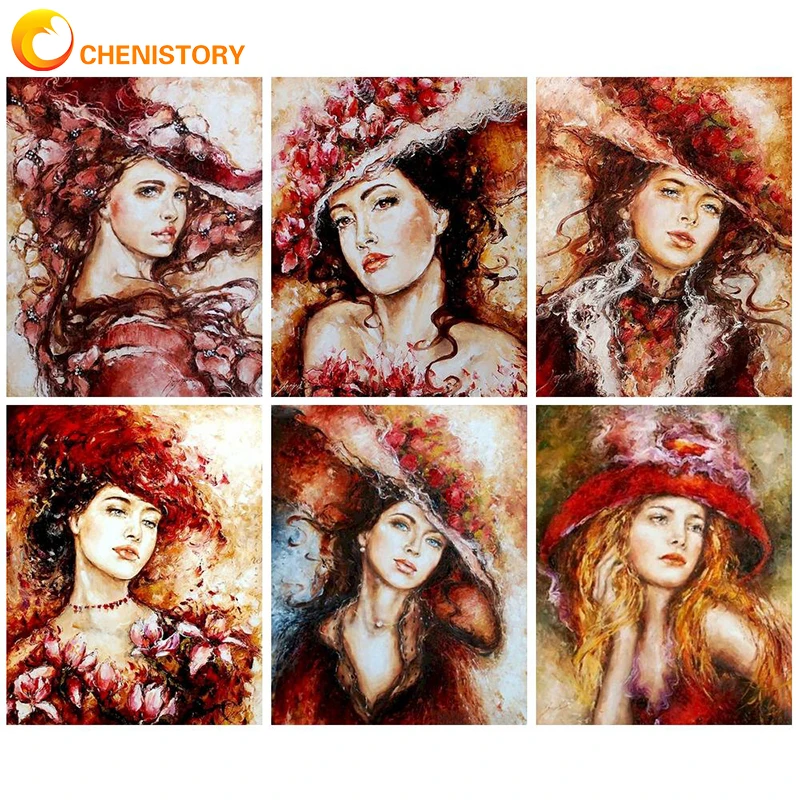 

CHENISTORY 5D DIY Diamond Painting Women Crystal Rhinestone Diamond Figure Embroidery Paintings Pictures For Living Room Wall Ar