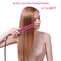 bling hair straightener titanium plate flat iron hot heating iron planchas para el cabello for wigs