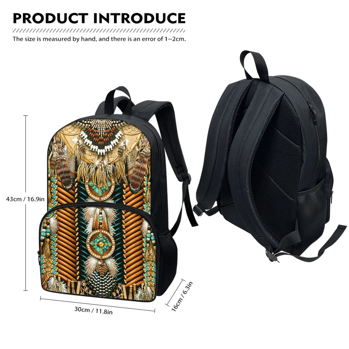 FORUDESIGNS Aztec Indian Native Tribal Print Art School Bag for Teen Boys Girls Travel Backpack Practical High Student Book Bags