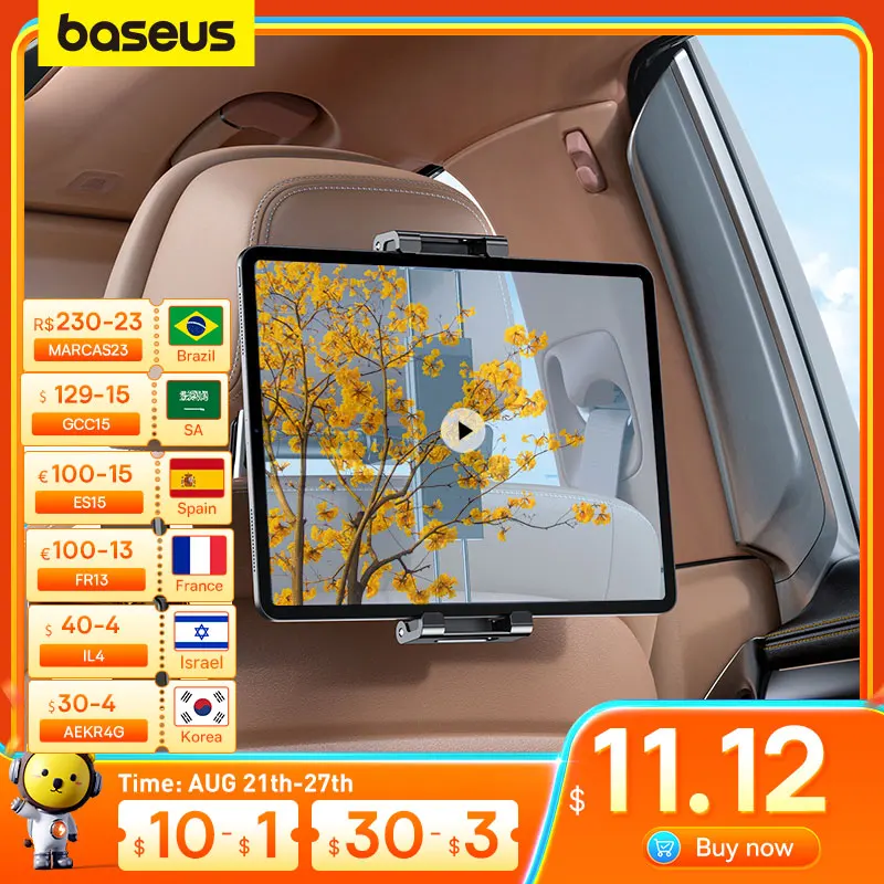 

Baseus Car Back Seat Phone Holder Headrest Holder for 4.7-12.9 inch Pad Backseat Mount for Pad Tablet PC Auto Headrest Holder