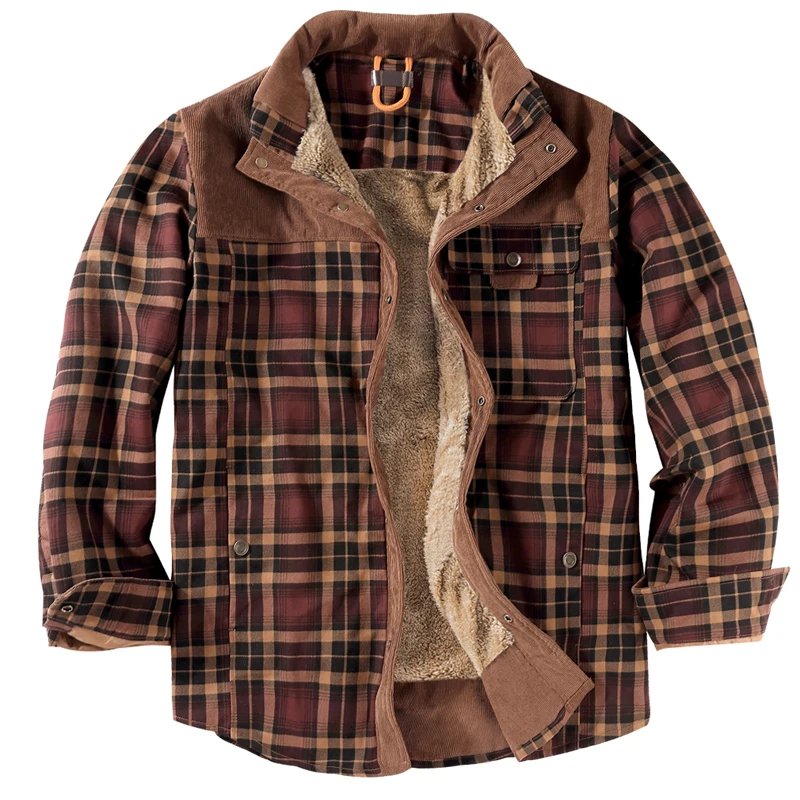 

Мужская куртка-рубашка, новинка 2023, Модная стильная клетчатая куртка, ветровка оверсайз, Повседневная зимняя сохраняющая тепло куртка для мужчин