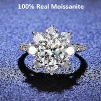 luxury 2ct moissanite ring round brilliant cut diamond test passed moissanite diamond sunflower rings for women wedding ring