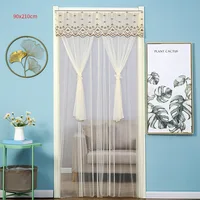 Summer Lace Embroidery Curtains Screen Mesh Free Punch On The Door Curtain Mosquito Net Living Room Anti Insect Window Curtains