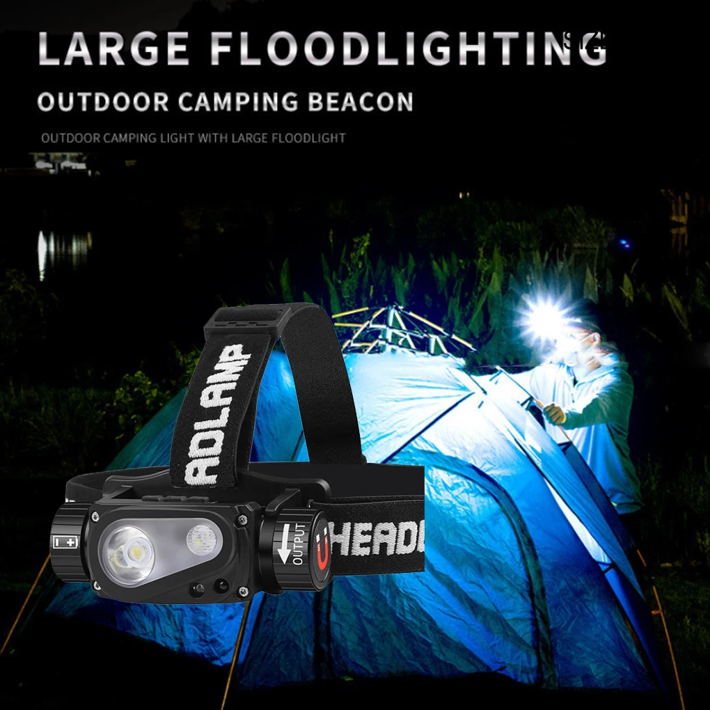 

Налобный фонарь с зарядкой от USB, регулируемая, водонепроницаемая, мощная, для езды на велосипеде, кемпинга, походов