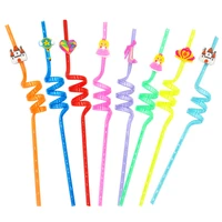curly straws plastic straws home restaurant with different colours reusable 260 5cm cartoon straw childrens