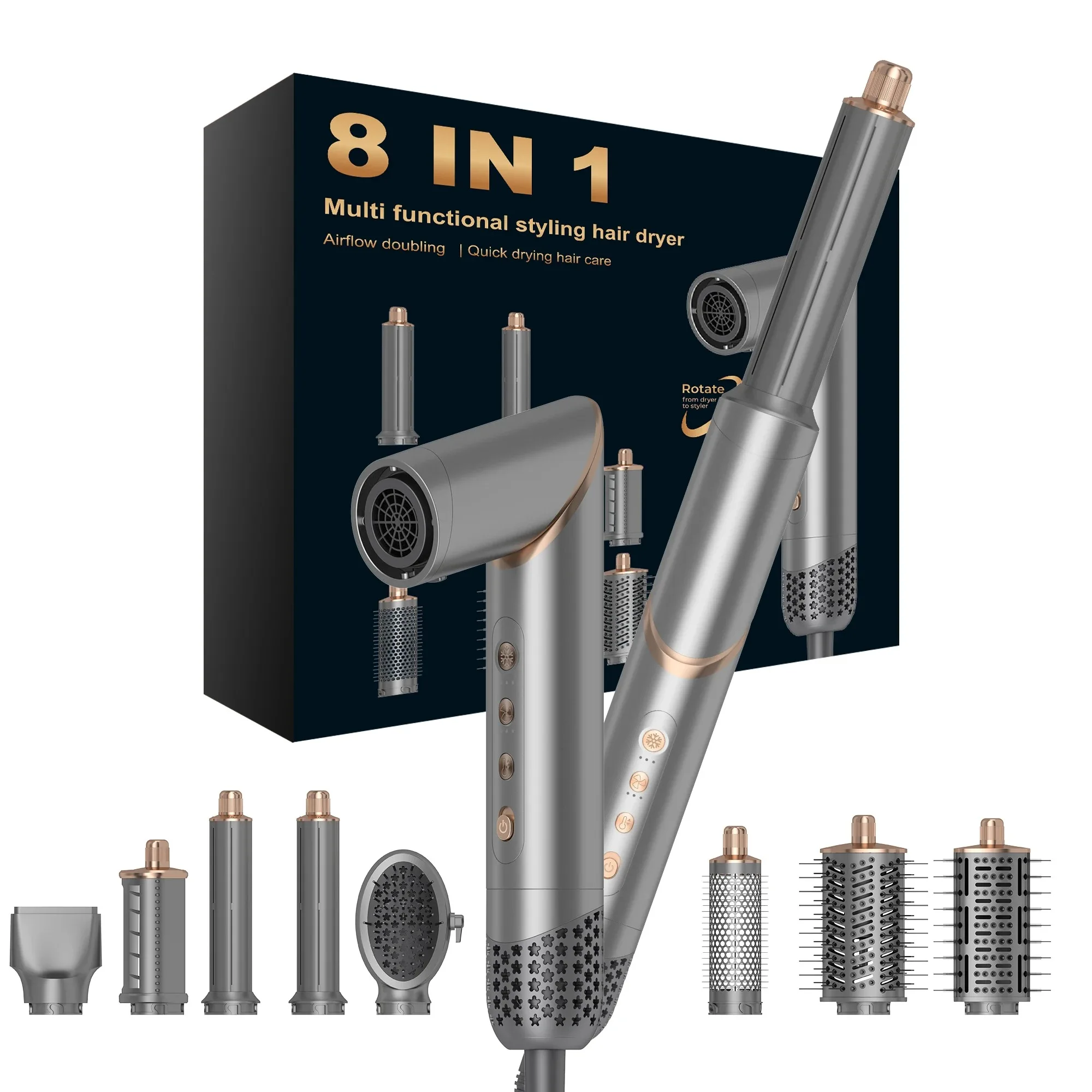 Профессиональный фен для волос 8 в 1 инструменты укладки полный набор салонный