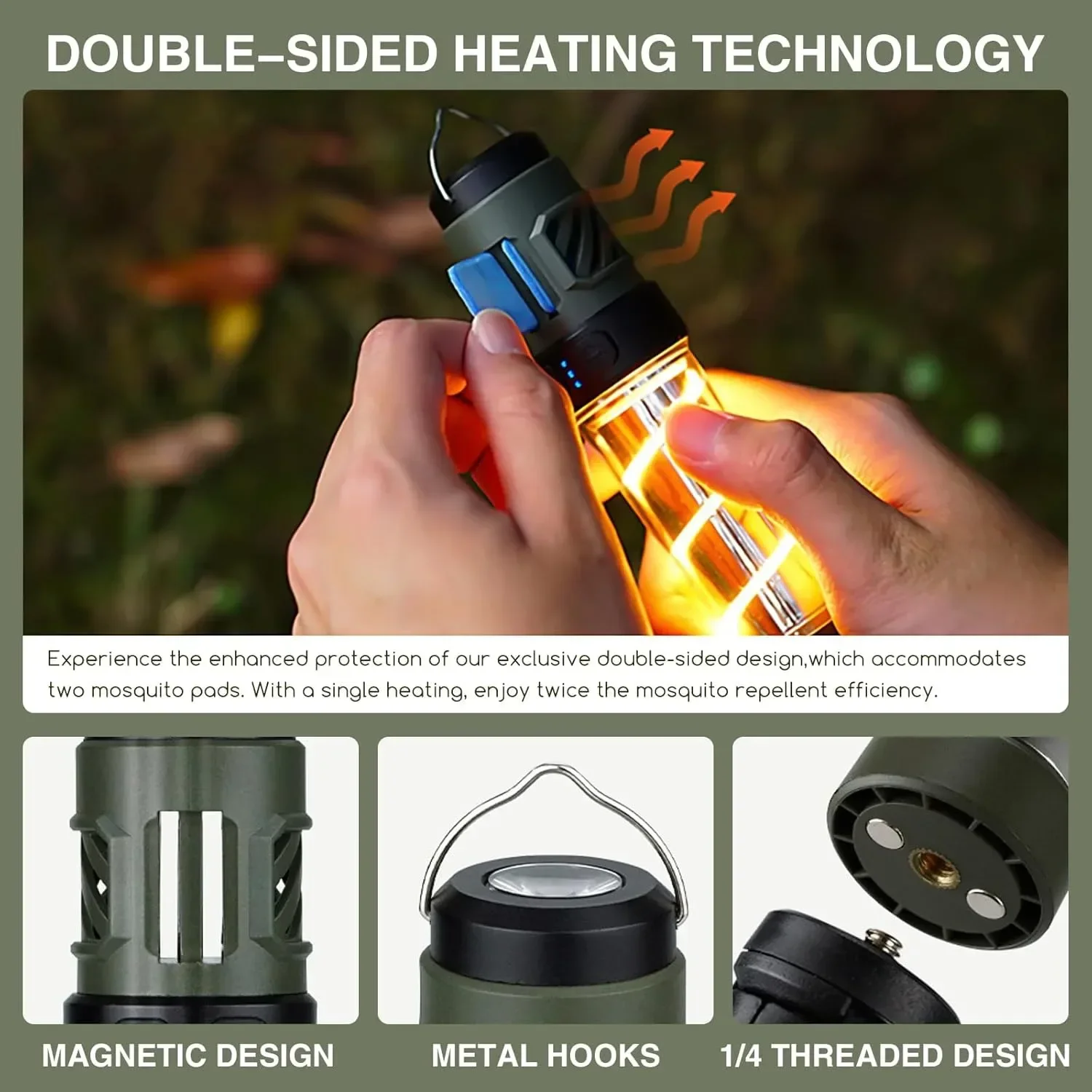 Переносная лампа-Отпугиватель комаров 3-в-1 Аккумуляторный USB фонарь для кемпинга