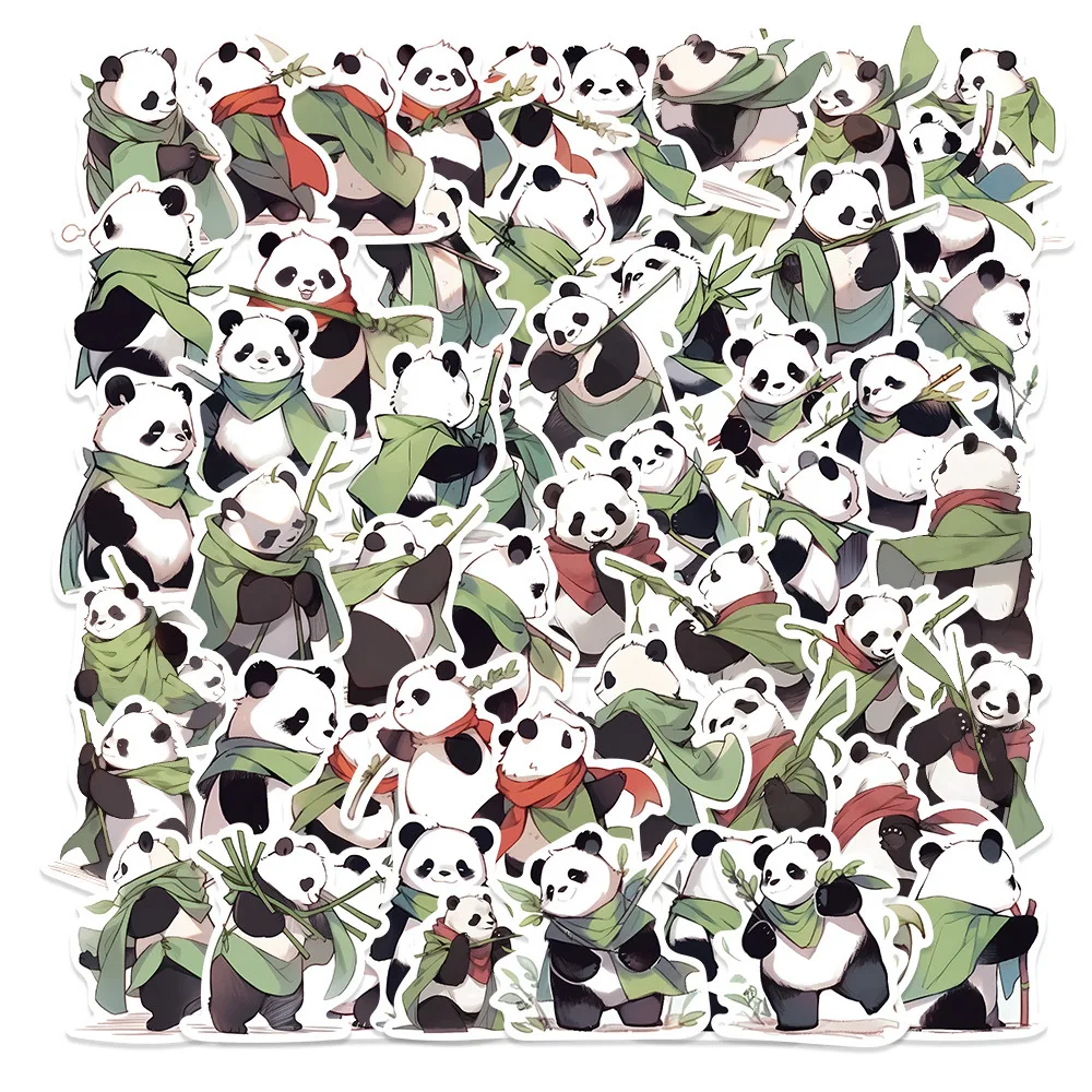 

54pcs/Pack Cool Cloak Panda Bamboo Sticker For Scrapbooking DIY Notebooks Luggage Decoration For Children Stationary Supplies