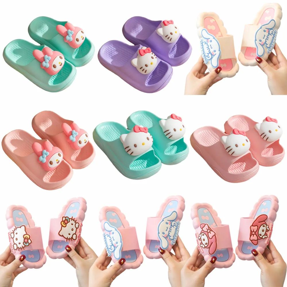 

Сандалии Sanrioed Cinnamoroll Kittys My Melody, босоножки, симпатичные, аниме, Нескользящие, для родителей и детей, летняя домашняя обувь для пар, подарок