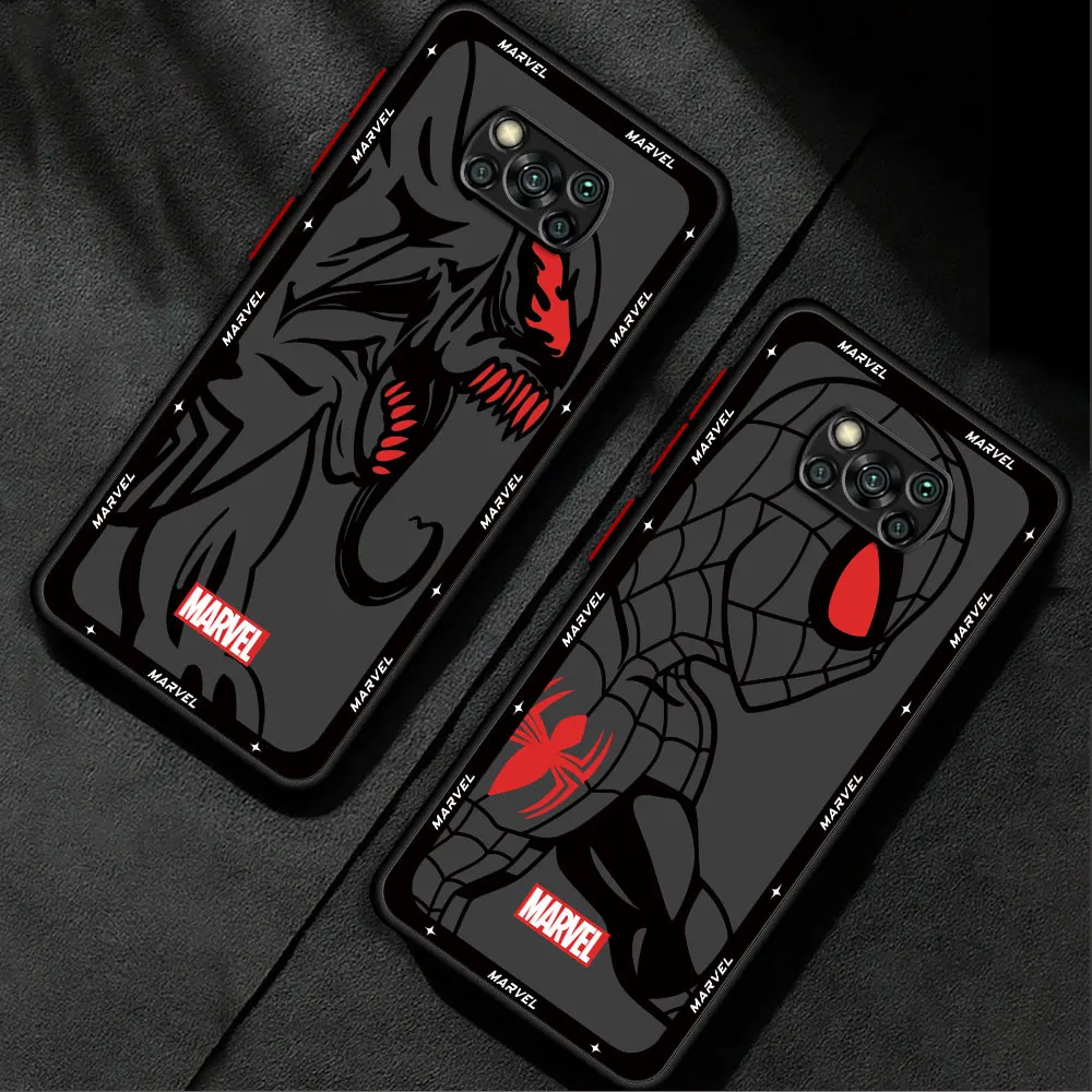 Marvel Spiderman Ironman Phone Case for Xiaomi Poco C50 C51 C40 X4 X5 Pro5G M5s M5 GT X3 NFC F3 Pro Cover Shockproof