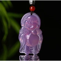 natural purple chalcedony hand carved big belly buddha pendant fashion boutique jewelry mens and womens buddha agate necklace