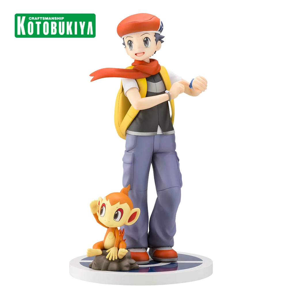 Kotobukiya ARTFX J Pokemon Lucas con Chimchar figura de acción Original Kit de modelo coleccionable muñeca Kawaii juguetes regalo