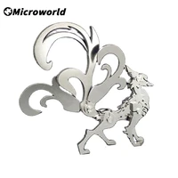 microworld 3d metal puzzle nine tailed fox model animal styling diy assembled jigsaw detachable decoration toys for teen adult
