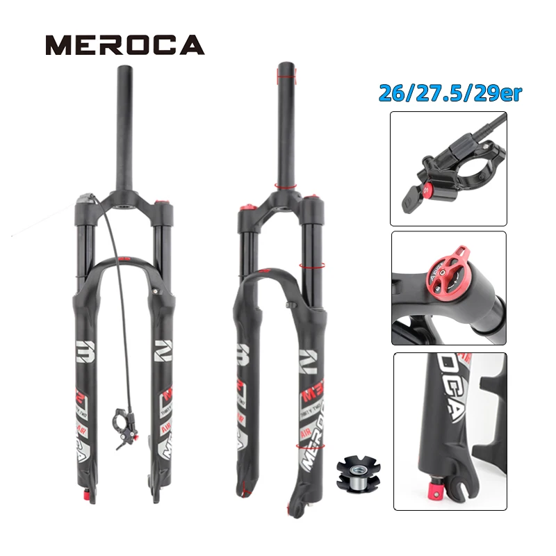 

MEROCA MTB Fork Suspension Travel 120mm 26 27.5 29ER Rebound Adjustment Front Fork Straight/Tapered Rl/Lo Quick Release QR Fork