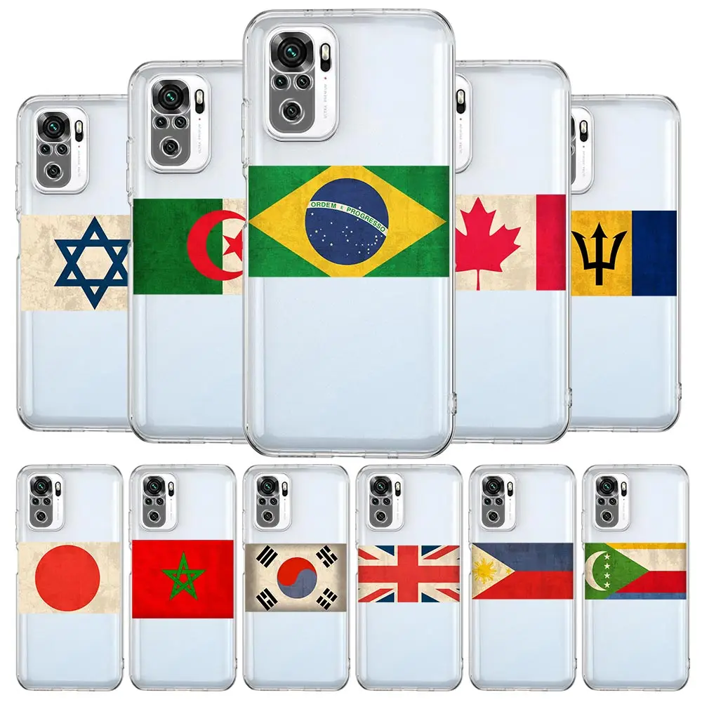 

Canada Israel National Flag Japan Clear Phone Case For Xiaomi Redmi Note 12 11 9S 9 8 10 Pro+ 7 8T 9C 9A 8A K40 Gaming Cover