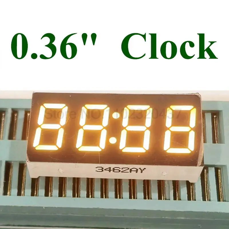 

20px/lot 0.36 Inch 7 Segment 4 Digit Super Yellow common anode 0.36" 0.36in Clock LED Display Time 12 Pins for DIY