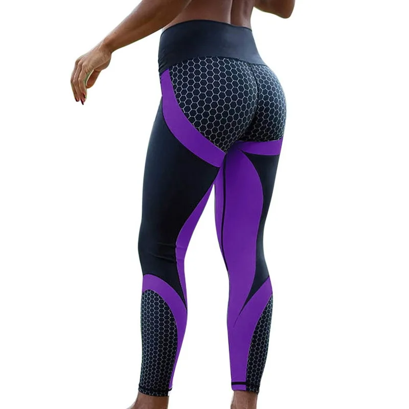 

Fashion Casual New Spring Summer Geometry Honeycomb Print Women Make It Up Stretchy Sport Yoga Pants