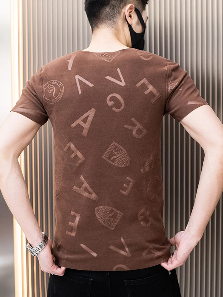 Seamless Dralon Short sleeve T-shirt Men's Autumn and Winter Inner wear Fleece-lined Thickened Half Sleeve Bottoming Shirt De...