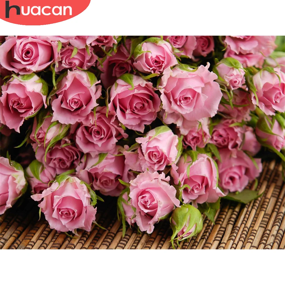 

HUACAN Diamond Painting Rose Flower Embroidery Complete Kit Mosaic Personalized Gift Hobbies Needlework Home Decoration