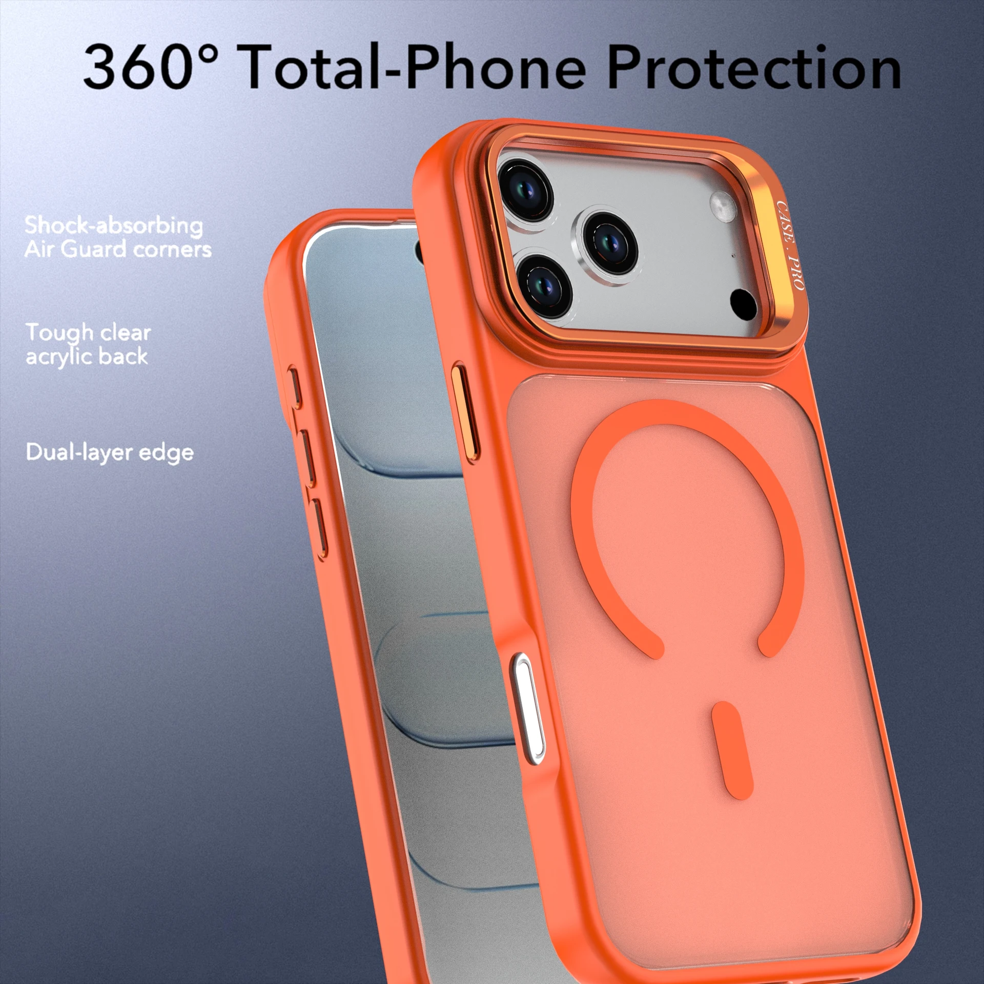 Фото Прозрачный магнитный чехол для iPhone 18 Pro/18 Pro Max с защитой объектива камеры и прозрачным держателем. №4