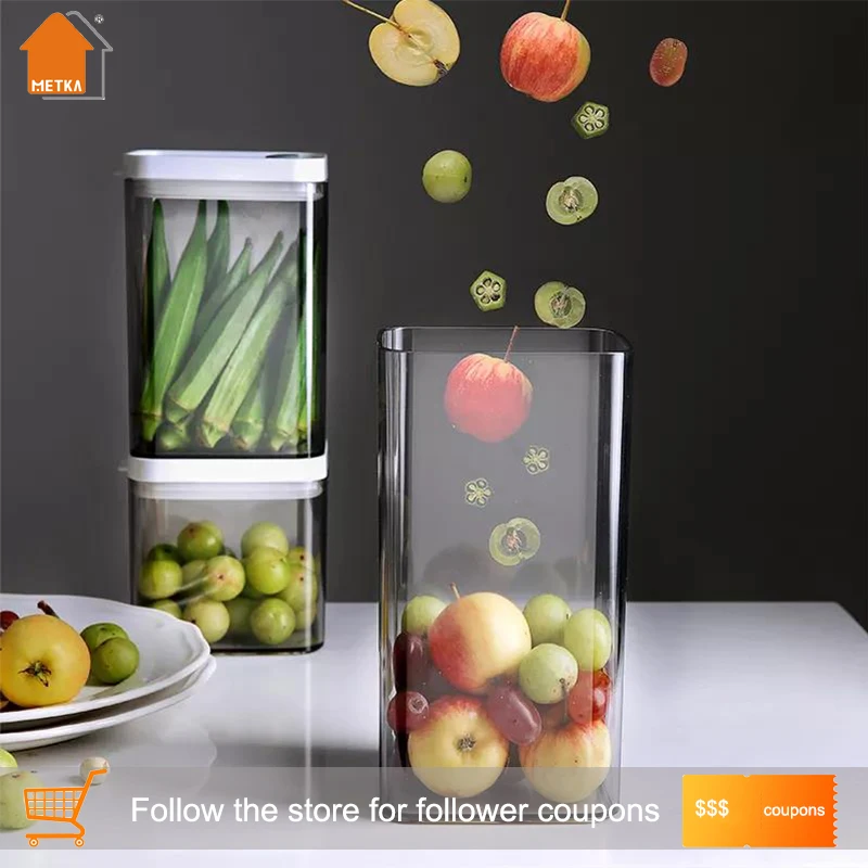 

Meterga Food Storage Container, Refrigerator Spaghetti Storage Box Kitchen Organization for Rice Grain Flour Snack Household
